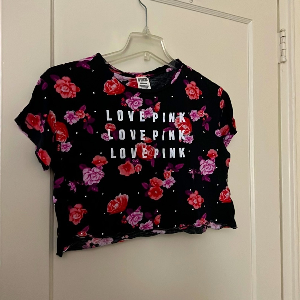 Pink Victoria’s Secret floral crop top size: S